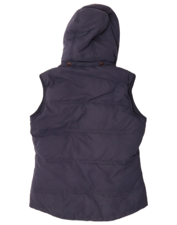 Fat Face Gilet rembourré Sherpa à capuche pour femme UK 10 Small Bleu marine Polyester