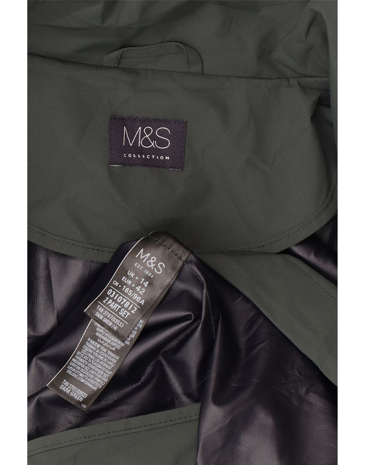 Marks & Spencer Manteau imperméable à capuche pour femme UK 44 Large Vert Polyester