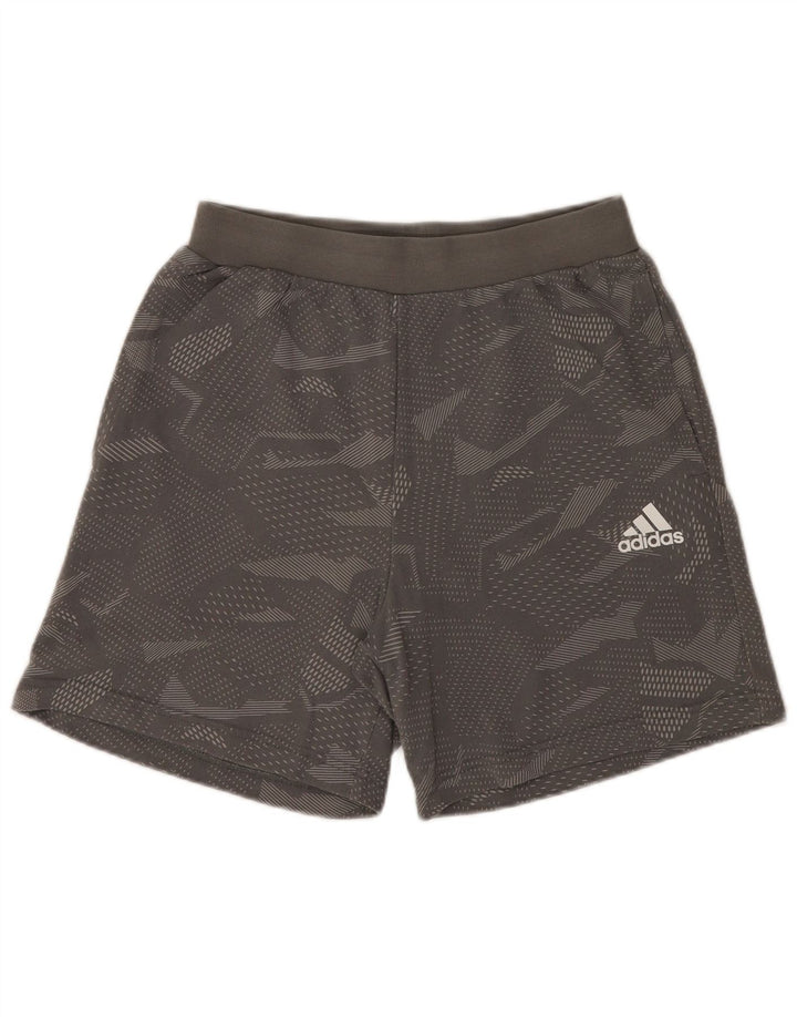 Adidas Short de Sport Homme Gris Moyen Coton Géométrique