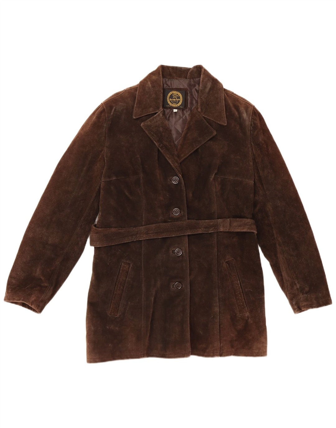 veste en daim femme vintage UK 14 cuir brun moyen