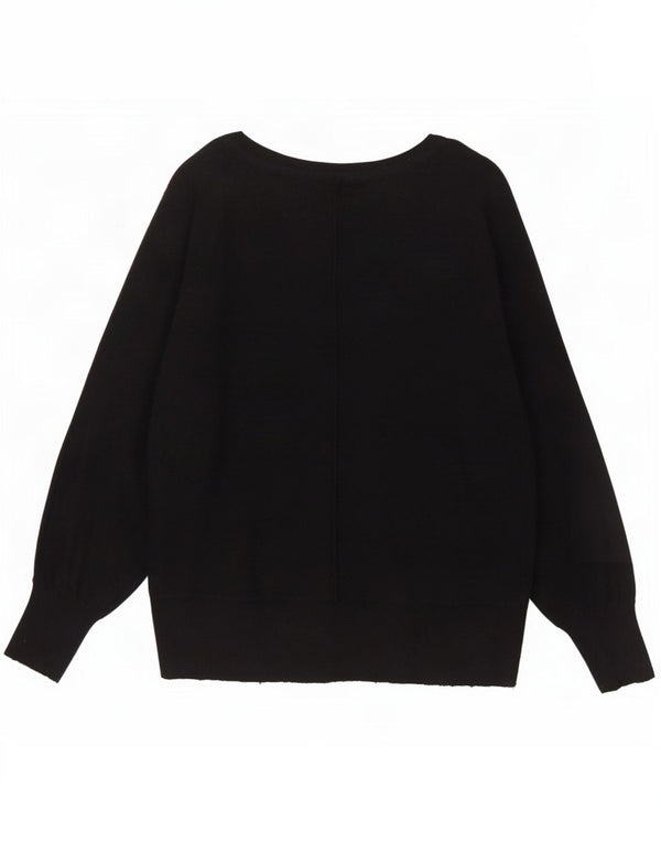 MINT VELVET Pull surdimensionné à col bateau pour femme UK 14 Noir moyen