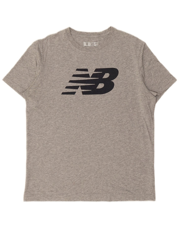 NEW BALANCE T-Shirt Graphique Homme Haut Large Gris Moucheté Coton
