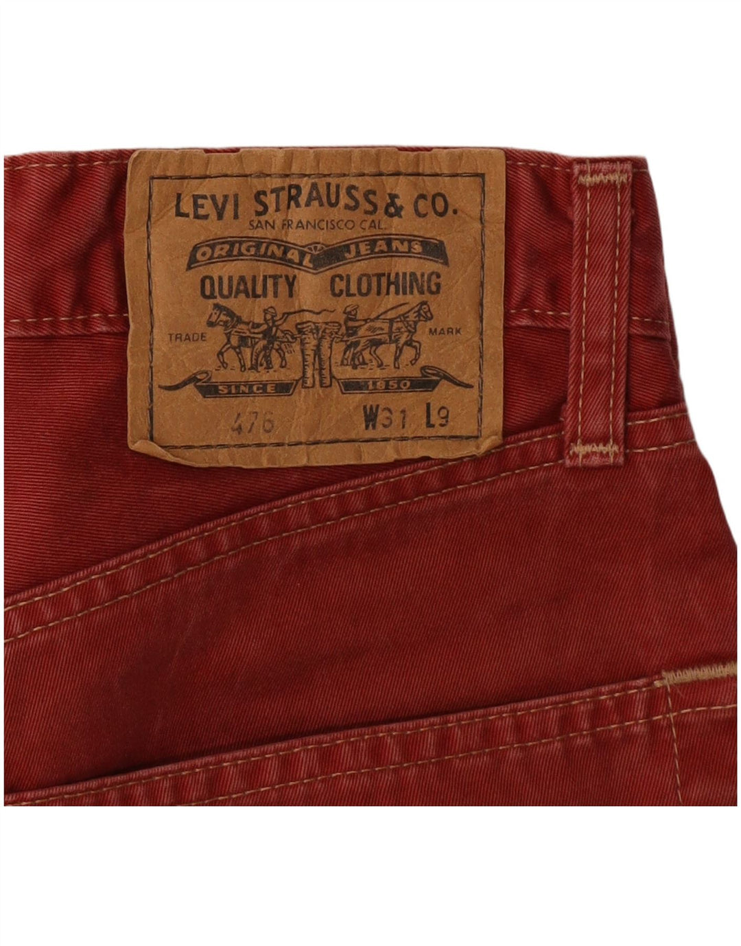 LEVI'S Short en Jean 476 W31 Homme Rouge Moyen Coton