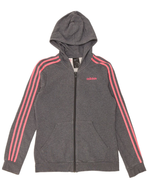 Adidas Pull à capuche zippé fille 14-15 ans Gris Moucheté Coton
