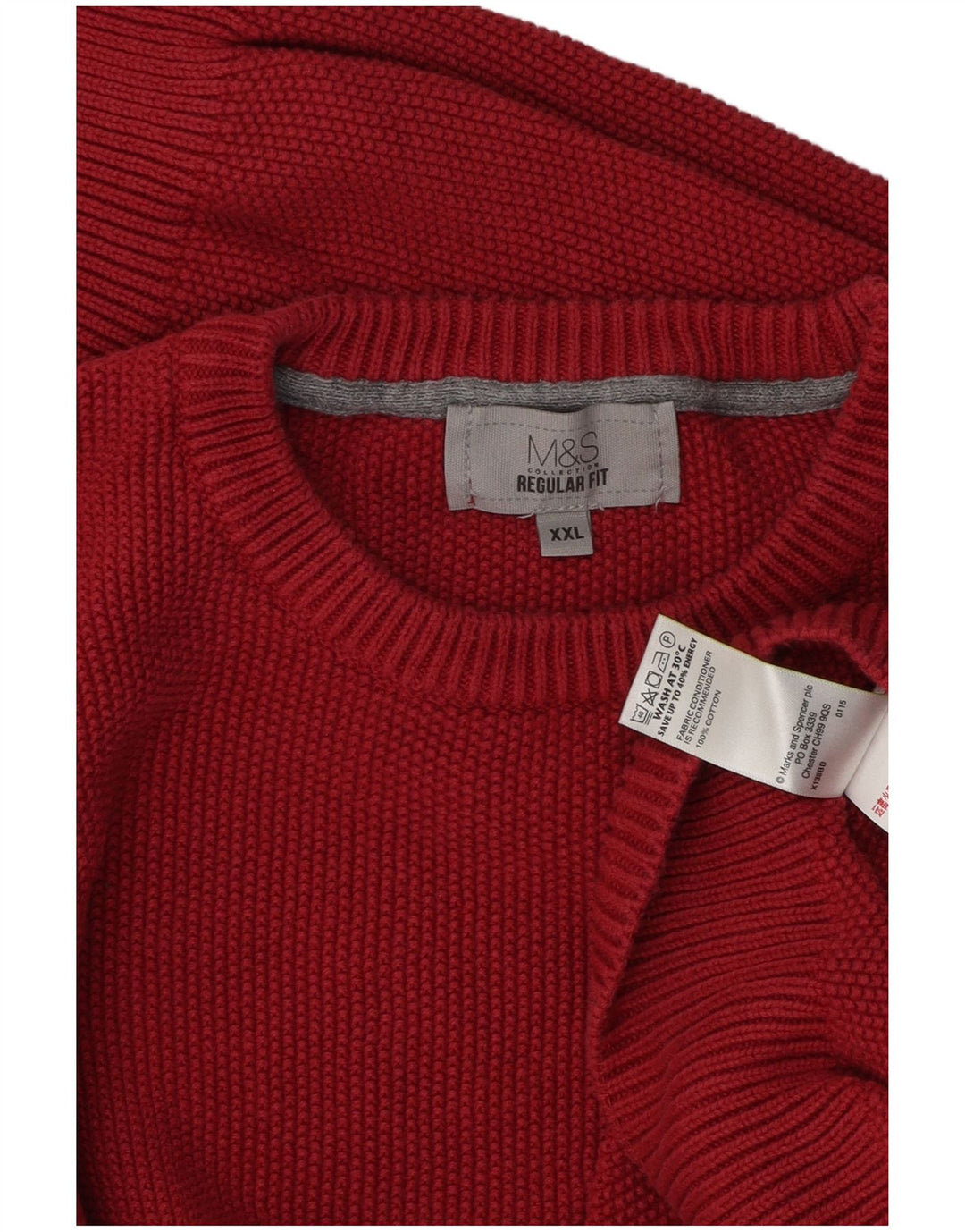 Marks & Spencer Pull à col rond coupe régulière pour homme en coton rouge 2XL