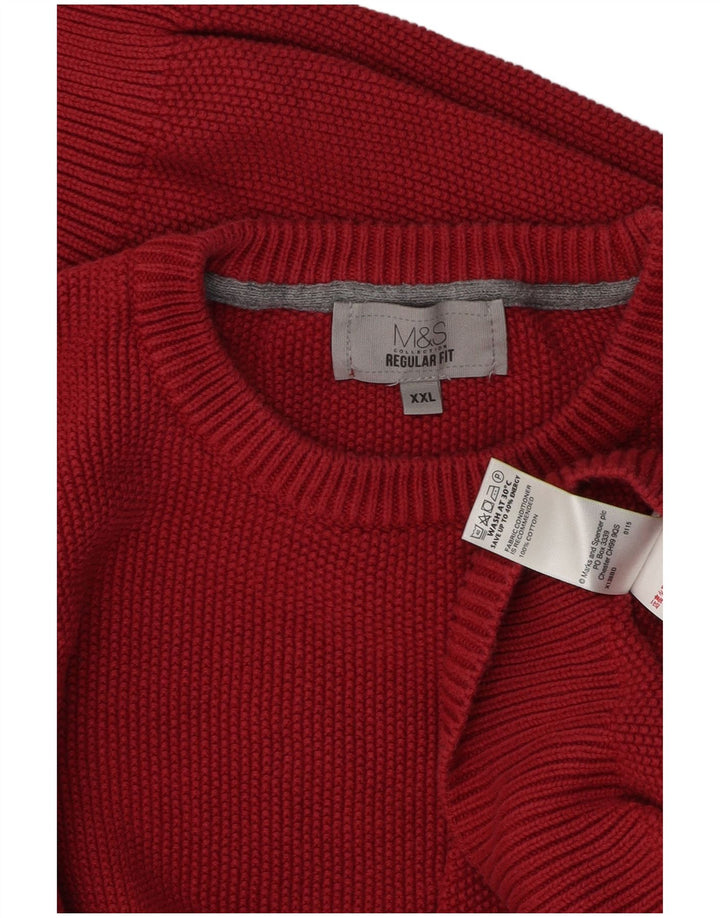 Marks & Spencer Pull à col rond coupe régulière pour homme en coton rouge 2XL