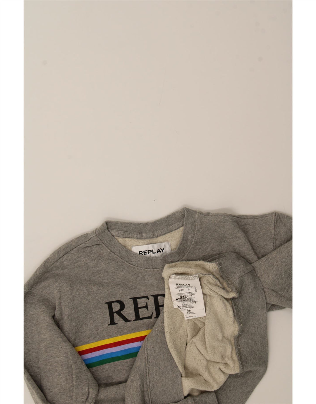 REPLAY Girls Oversized Graphic Sweatshirt Jumper 7-8 Years Small Grey Vintage Replay and Second-Hand Replay from Messina Hembry 