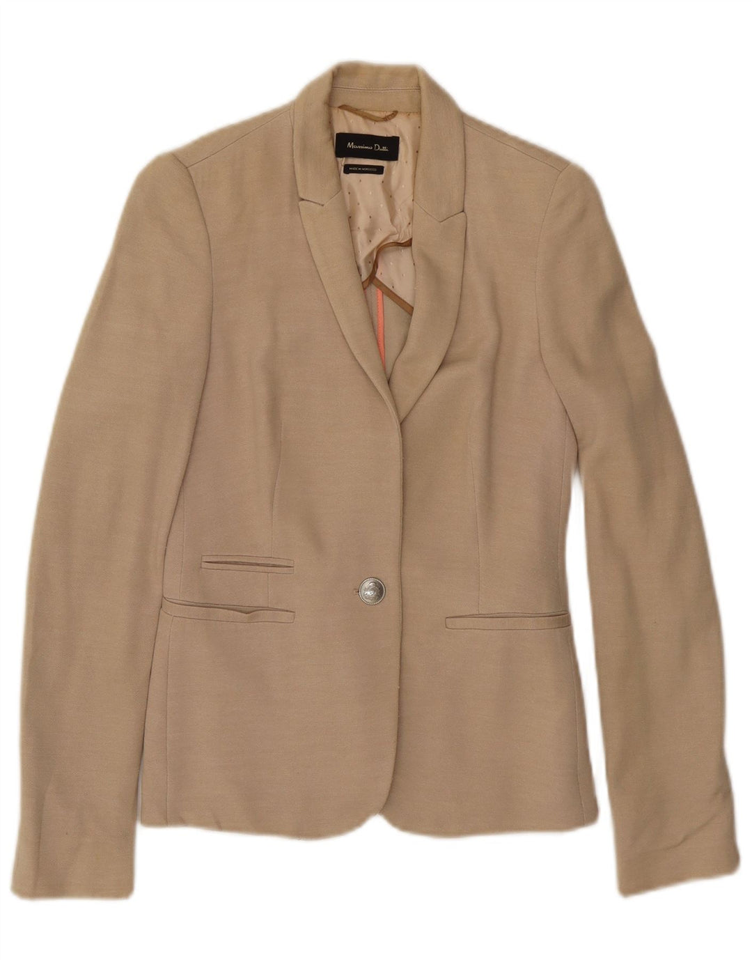 MASSIMO DUTTI Veste Blazer 1 Bouton Femme EU 36 XS Beige Viscose