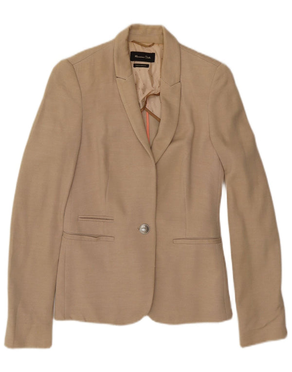 MASSIMO DUTTI Veste Blazer 1 Bouton Femme EU 36 XS Beige Viscose