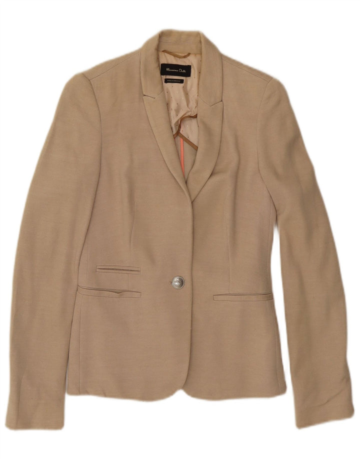 MASSIMO DUTTI Veste Blazer 1 Bouton Femme EU 36 XS Beige Viscose
