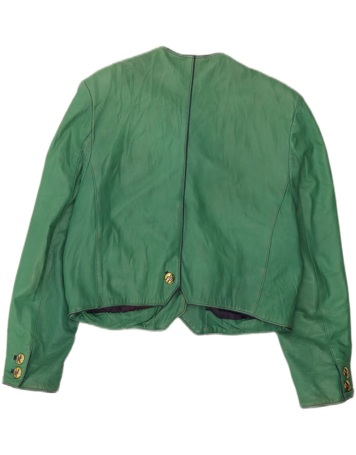 vintage Womens Crop 4 Bouton Veste EU 42 Grand Vert