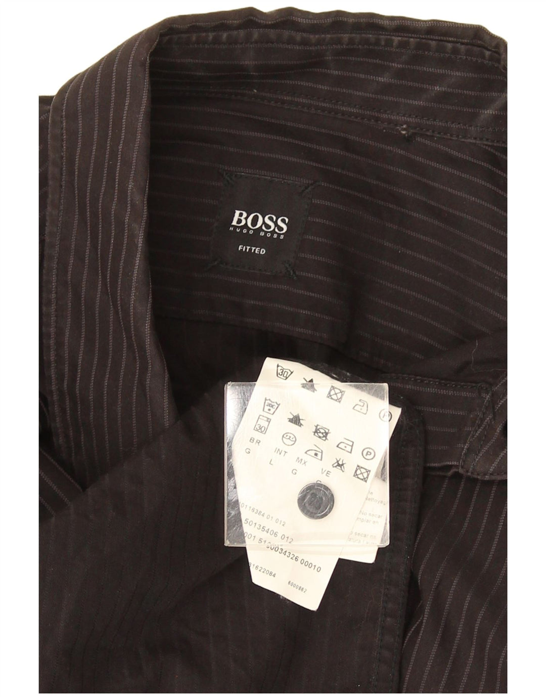 Hugo Boss Chemise ajustée en coton rayé noir Large