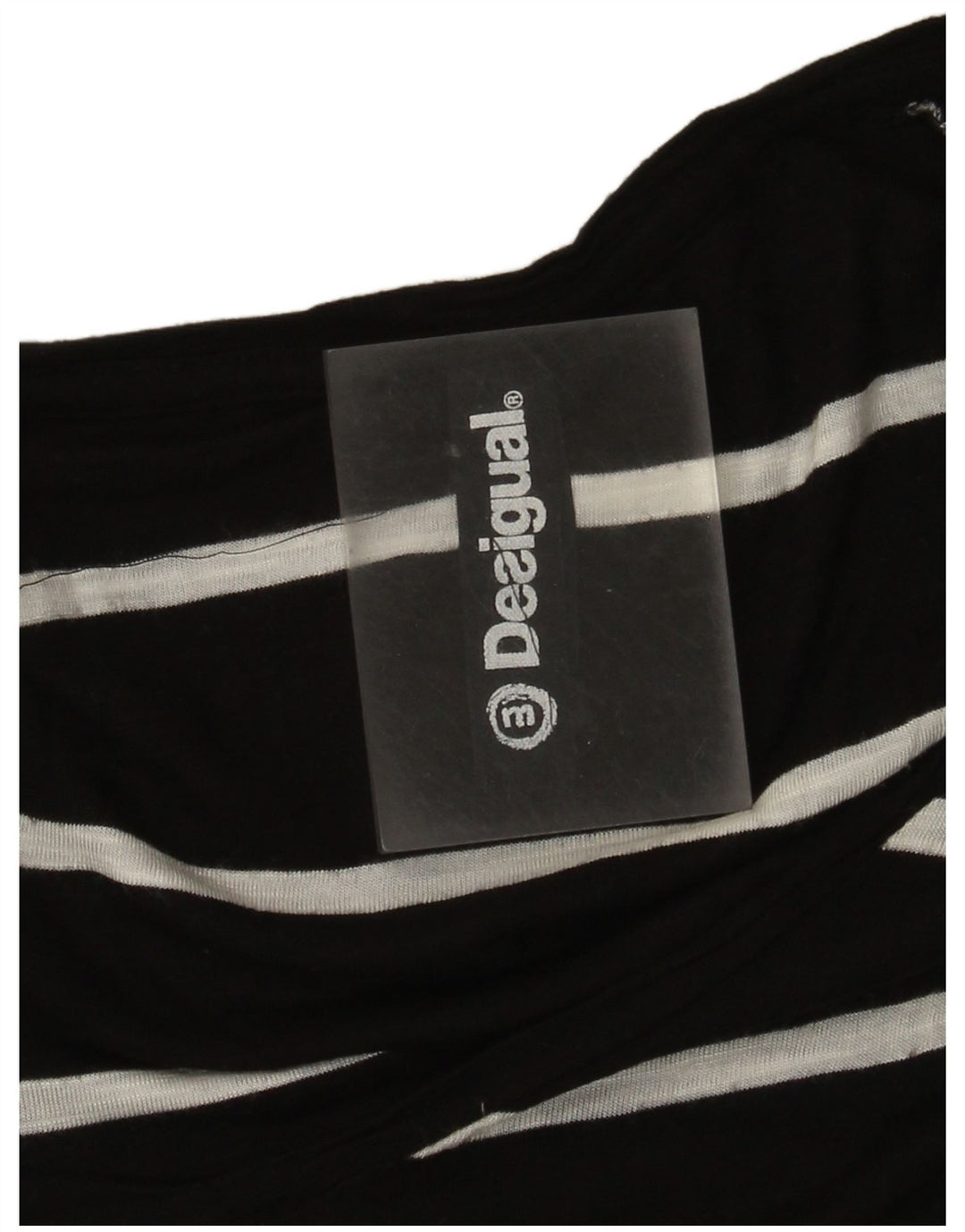 Desigual Tunique graphique à manches longues pour femme UK 12 Noir moyen rayé