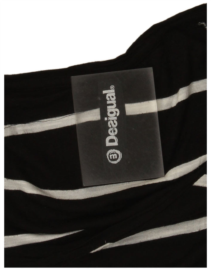 Desigual Tunique graphique à manches longues pour femme UK 12 Noir moyen rayé
