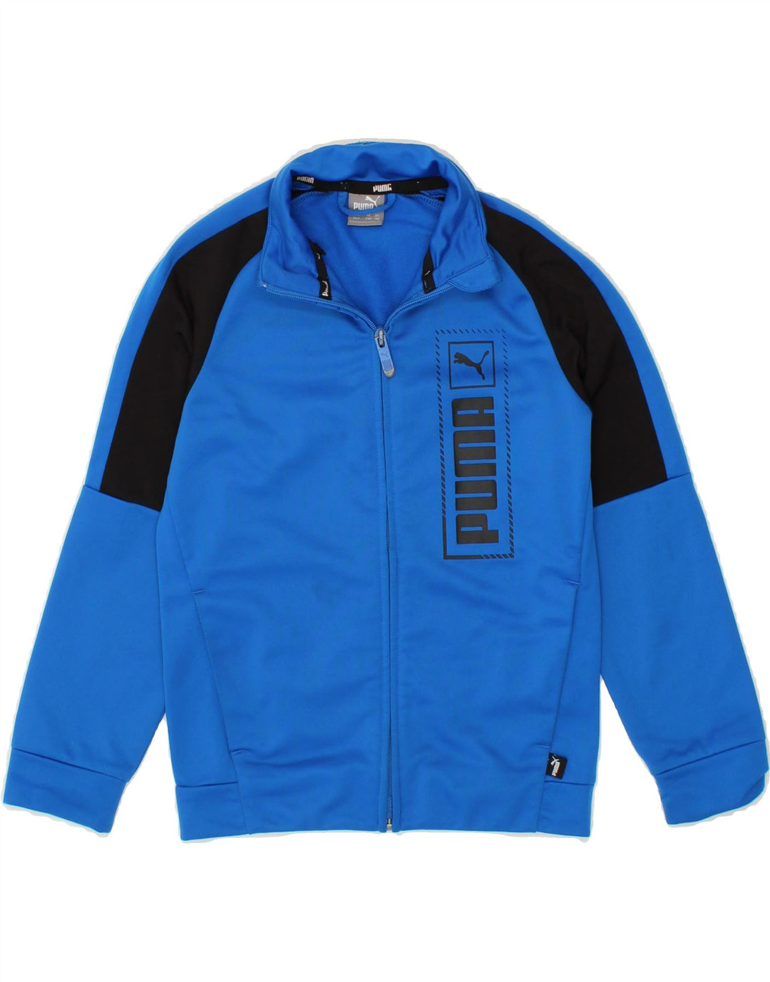 PUMA Boys Graphic Tracksuit Top Jacket 7-8 Years Blue Colourblock Vintage Puma and Second-Hand Puma from Messina Hembry 