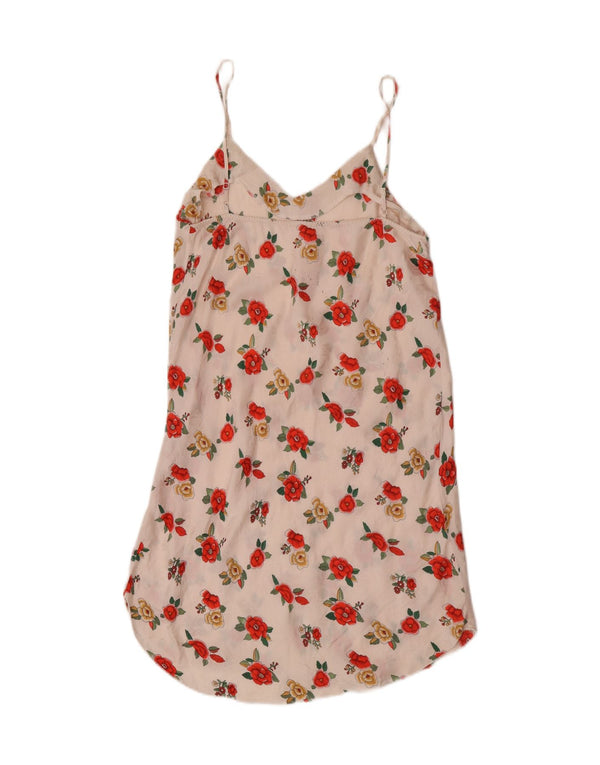 vintage Womens Slip Dress UK 6 XS Off White Floral Fleur