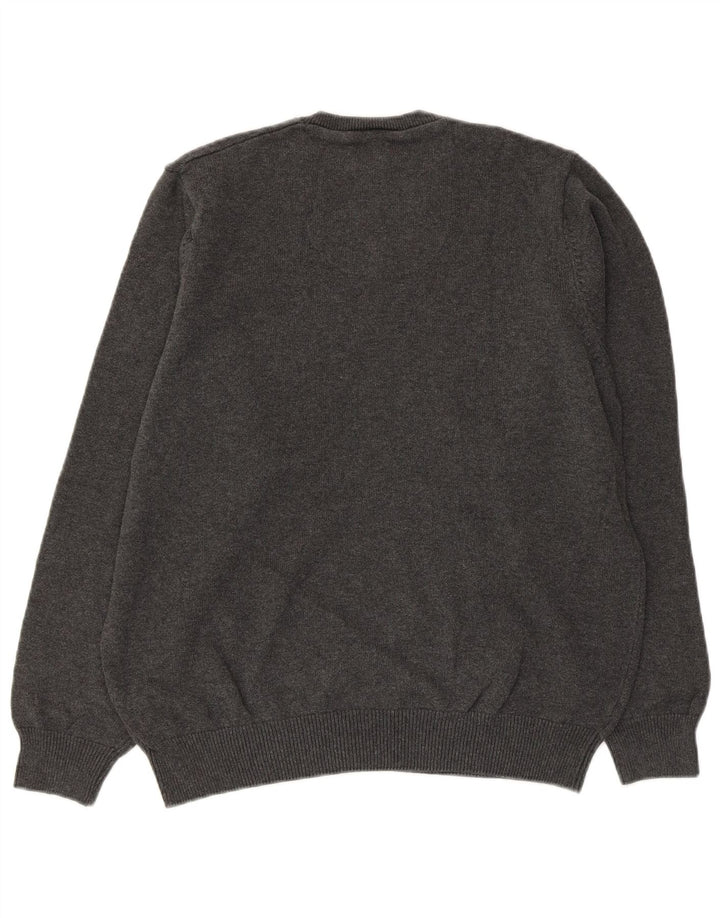 Marks & Spencer Pull Col V Homme Gris Moyen Coton