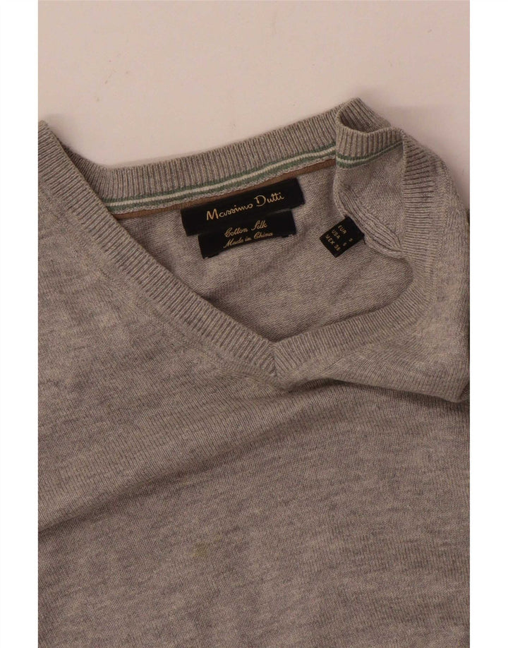 Massimo Dutti Pull col V pour homme Petit gris chiné en coton