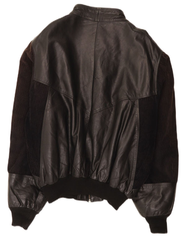 veste en cuir bomber homme vintage IT 52 XL Noir