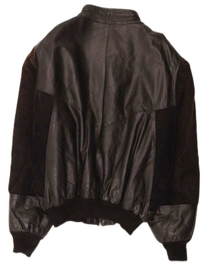 veste en cuir bomber homme vintage IT 52 XL Noir