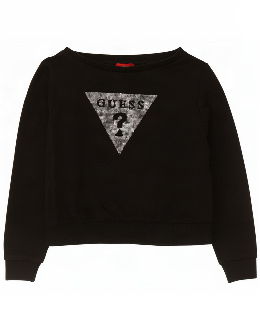 Guess Sweat-shirt court graphique pour femme UK 14 en coton noir moyen