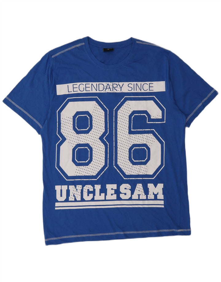 Oncle Sam T-Shirt Graphique Homme Top XL Bleu Coton