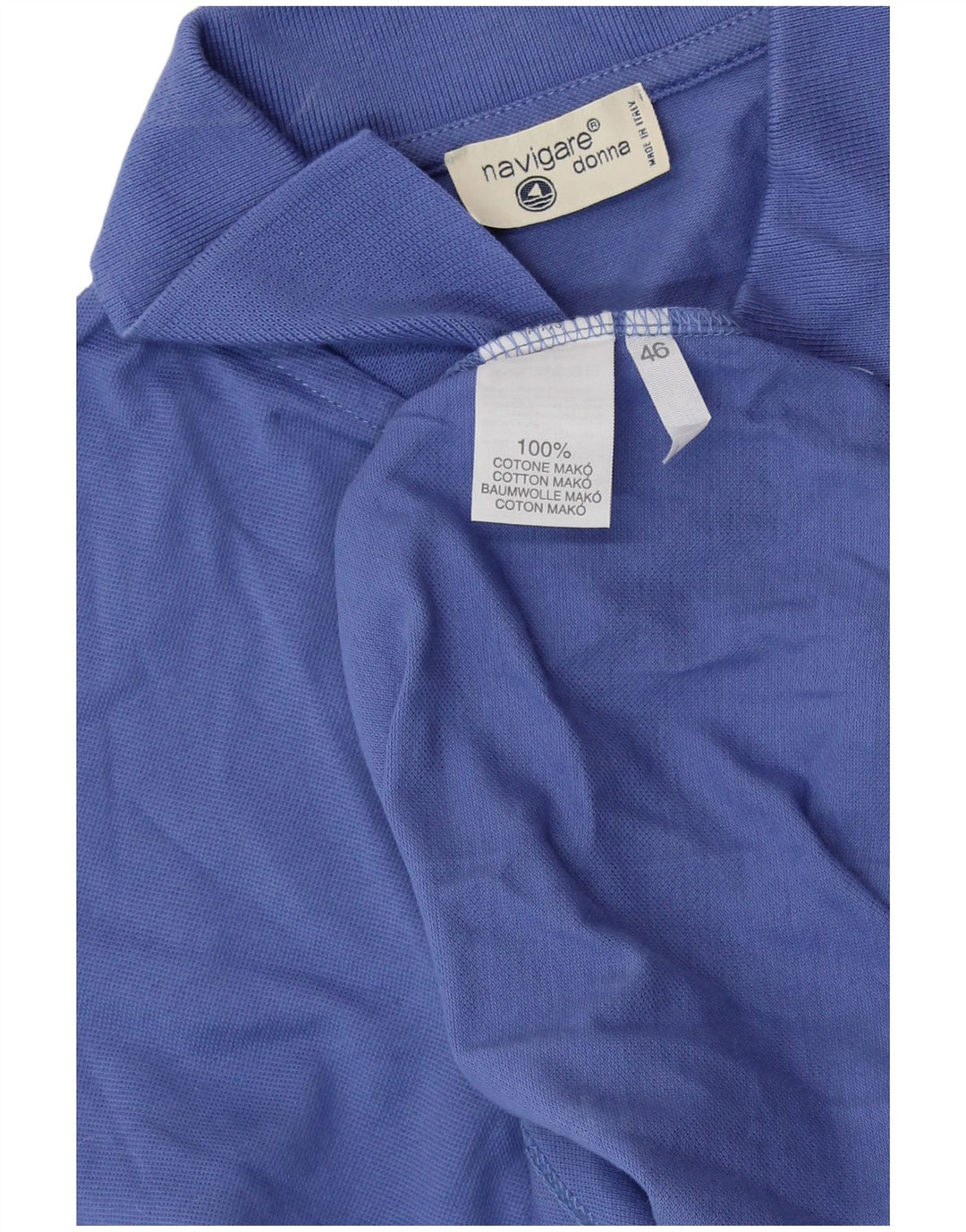 NAVIGARE Polo Femme IT 46 Large Bleu Coton
