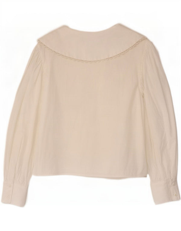 Zara Chemise Chemisier Femme UK 10 Petit Coton Blanc
