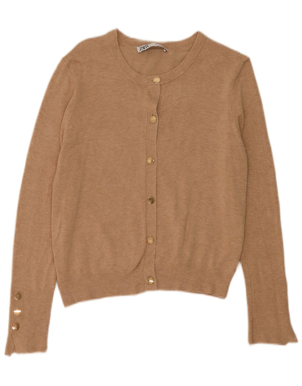 Zara Cardigan Femme Pull UK 14 Large Beige Viscose