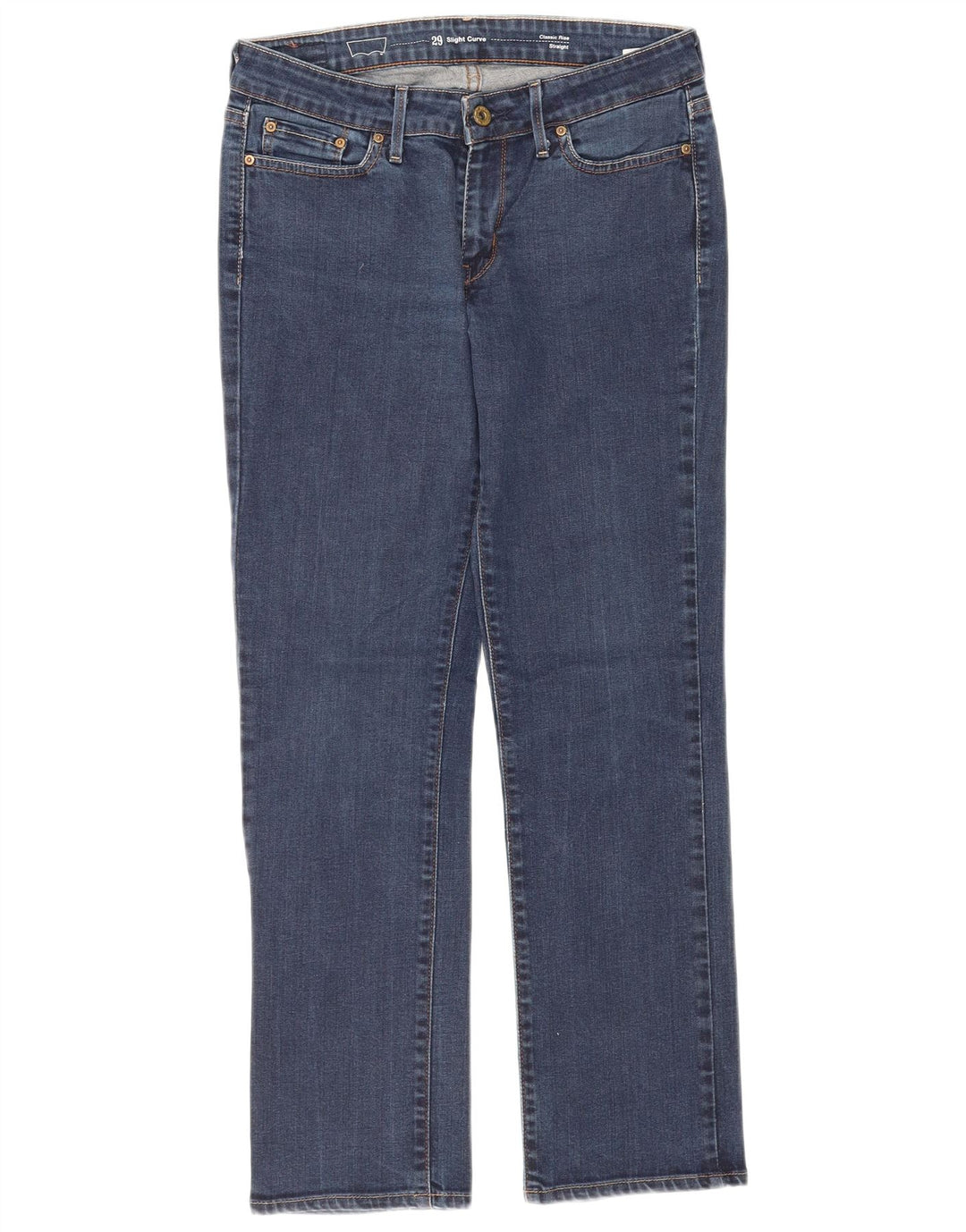 LEVI'S Jean droit femme légèrement courbe taille classique W29 L28 coton bleu