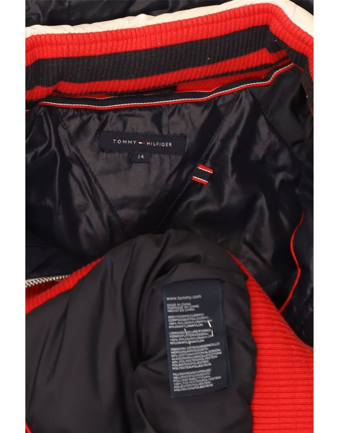 Tommy Hilfiger Veste matelassée graphique pour garçon 13-14 ans Blanc Colourblock