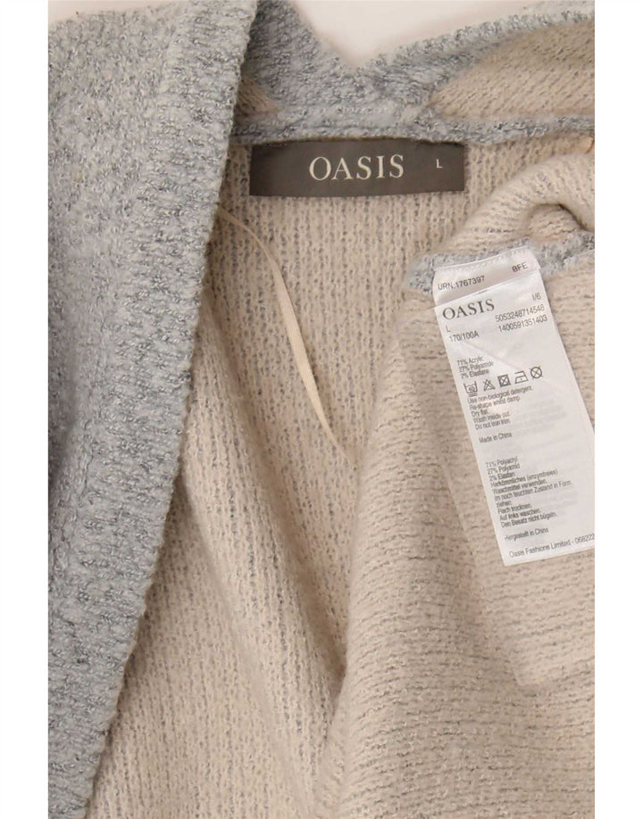 Oasis Cardigan ouvert surdimensionné pour femme UK 16 Large Gris Acrylique