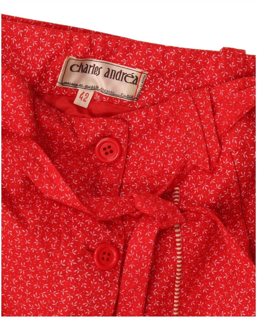 vintage Femme Jupe A-Line IT 42 Moyen W28 Rouge Floral