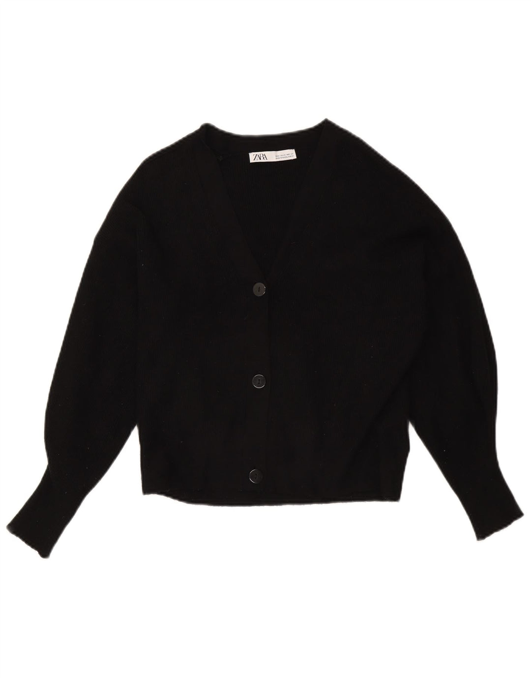 Zara Womens Crop Cardigan Pull UK 14 Moyen Noir Viscose