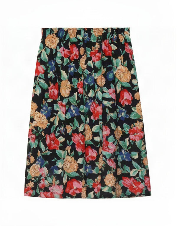 jupe plissée femme vintage W32 Grand Noir Floral