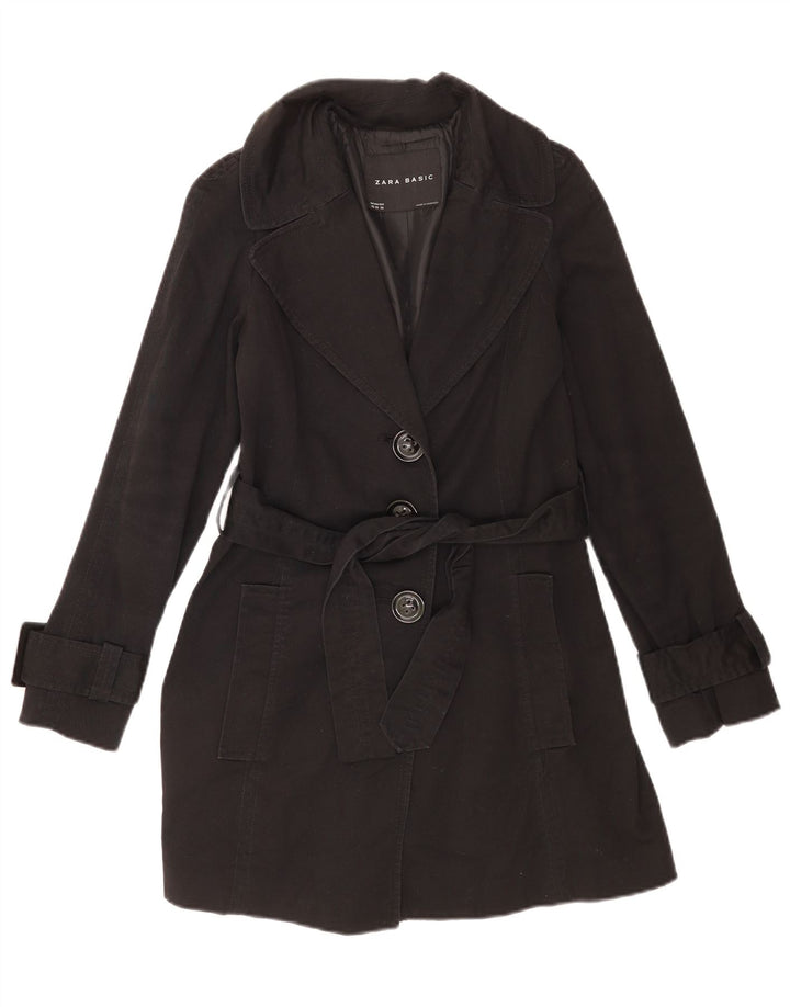 Zara Femme Pardessus UK 6 XS Coton Noir