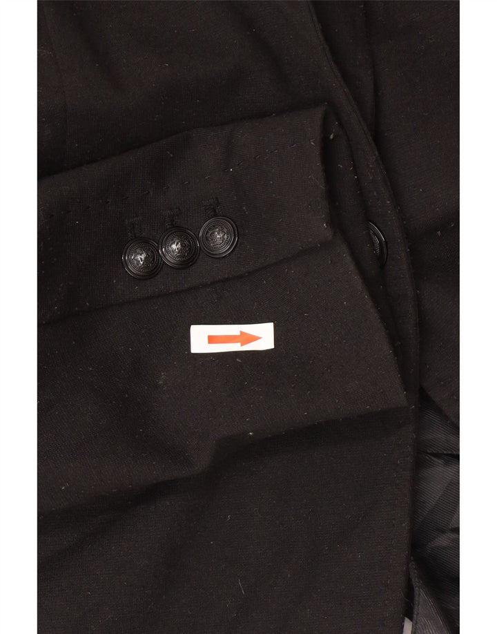 Zara Femme 1 Bouton Blazer Veste UK 12 Moyen Noir Polyester