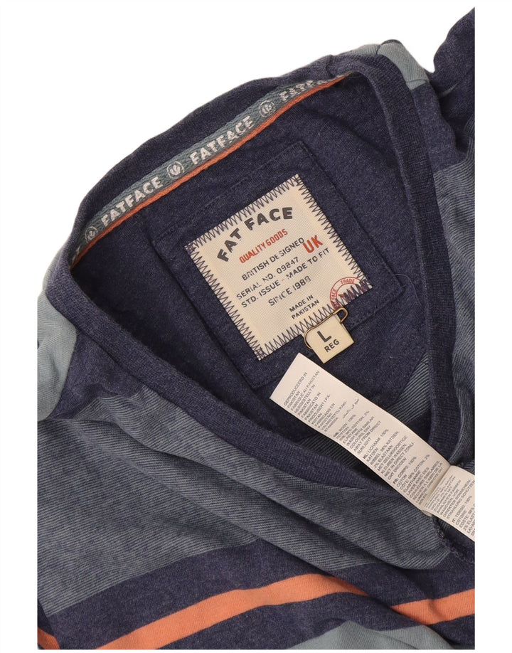 Fat Face T-Shirt Homme Haut Large Bleu Rayé Coton