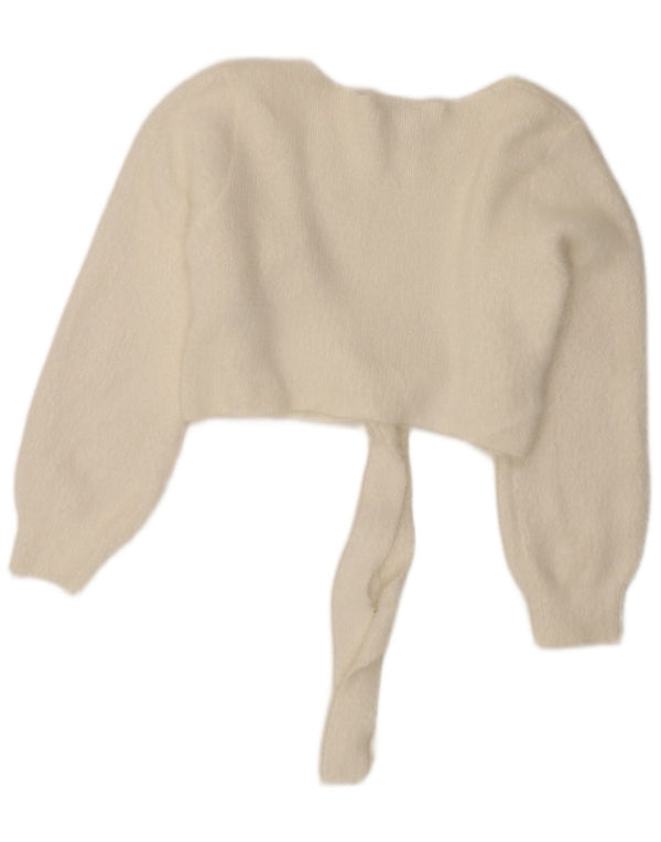 Topshop Femme Petite Front Tie Bolero Jumper UK 16 Large Blanc Polyamide