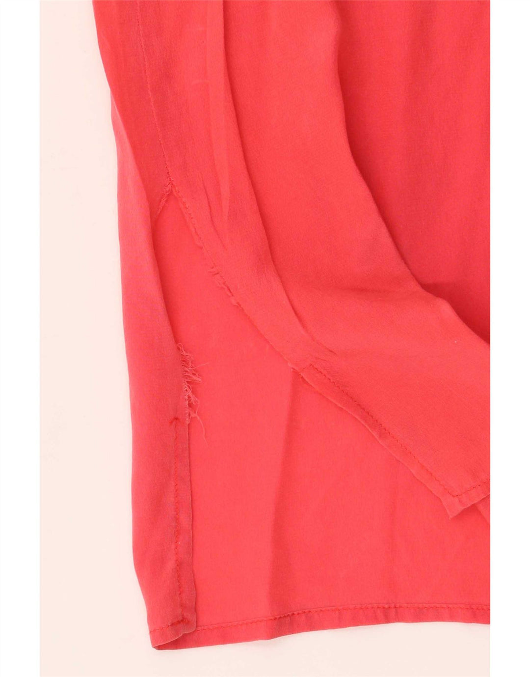vintage Femme Blouse Sans Manches Top UK 14 Soie Rouge Moyenne