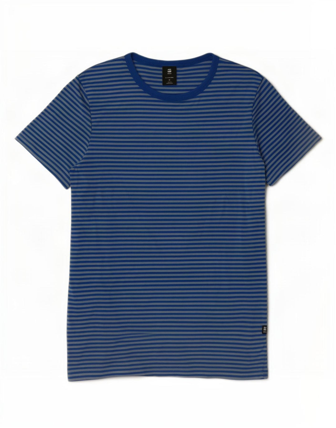 G-Star Femme T-Shirt Top Bleu Moyen en Coton à Fines Rayures