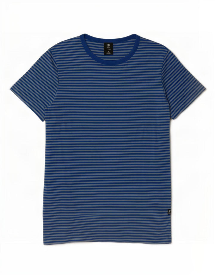 G-Star Femme T-Shirt Top Bleu Moyen en Coton à Fines Rayures