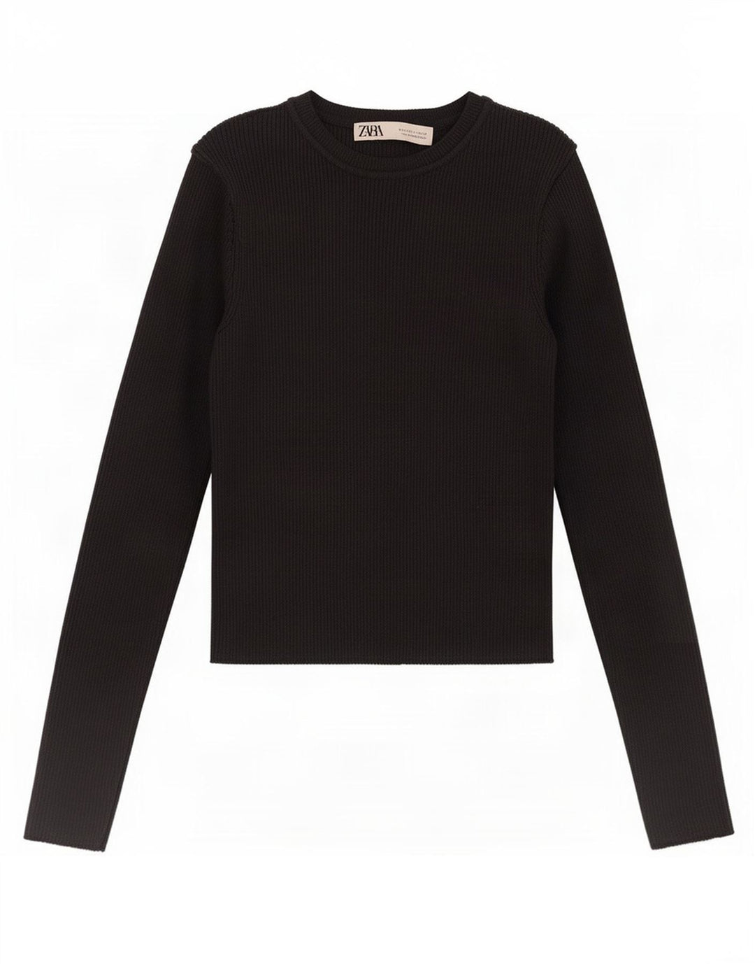 Zara Femme Top Manches Longues UK 8 Small Noir Viscose