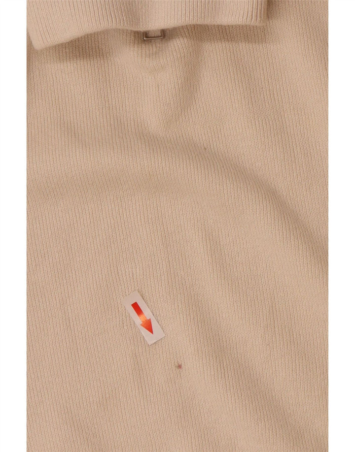 Zara Pull à col zippé pour homme Large en coton blanc cassé