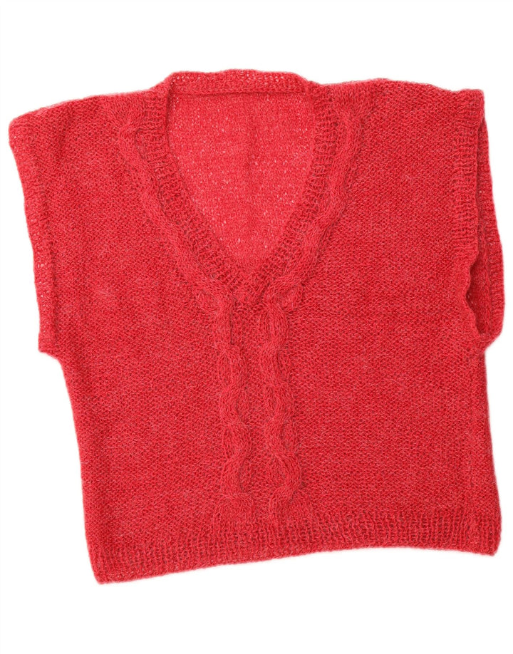 VINTAGE Femmes Crop Vest Débardeur UK 14 Rose Moyen