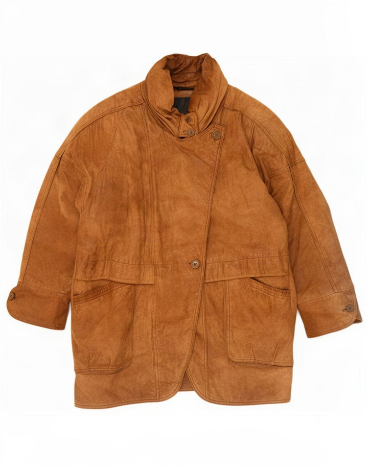 Montes Manteau en cuir surdimensionné pour femme UK 18 XL Marron