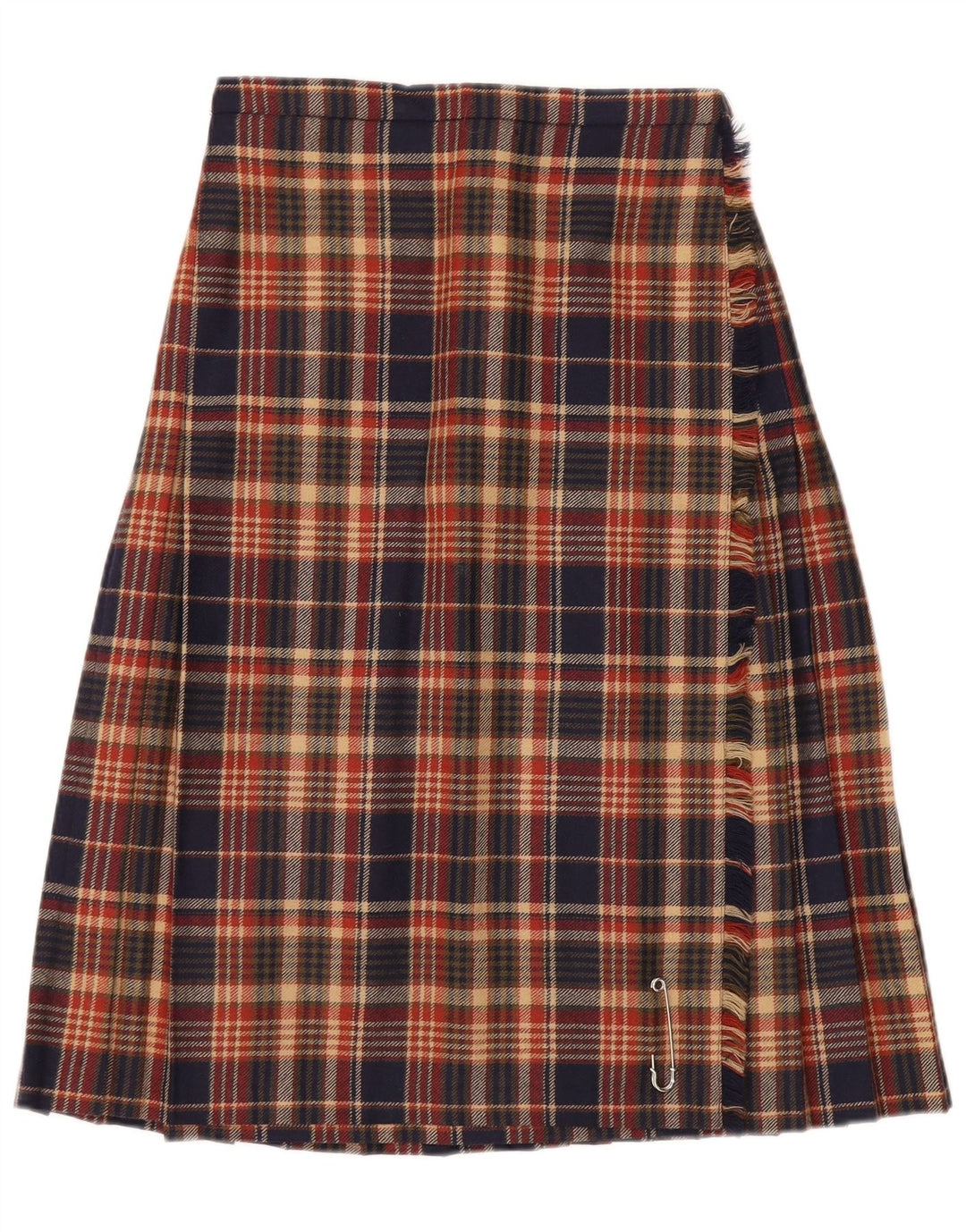 vintage Womens Wrap Jupe UK 12 Medium W27 Multicolore Plaid Virgin Wool
