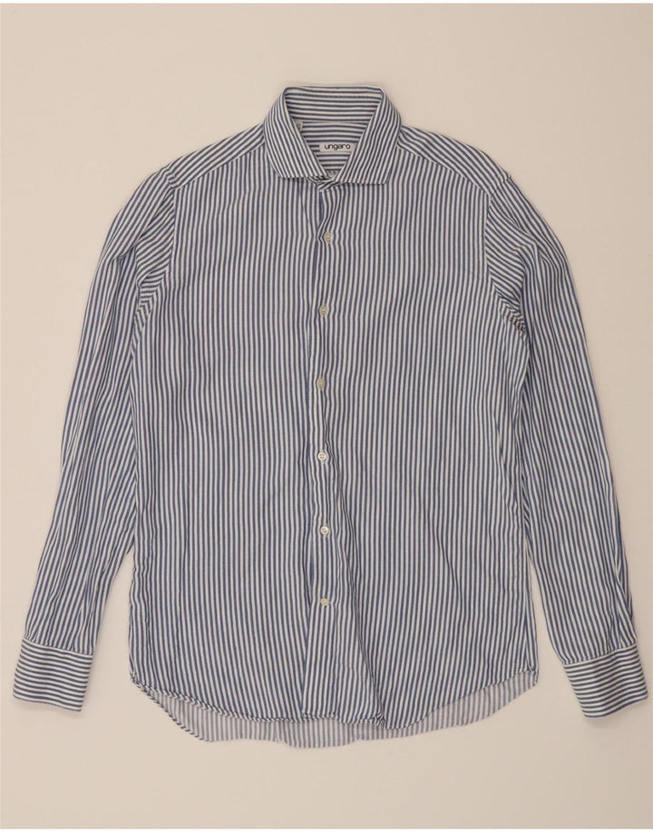 UNGARO Mens Shirt Size 15 1/2 40 Medium Blue Pinstripe Cotton Vintage Ungaro and Second-Hand Ungaro from Messina Hembry 