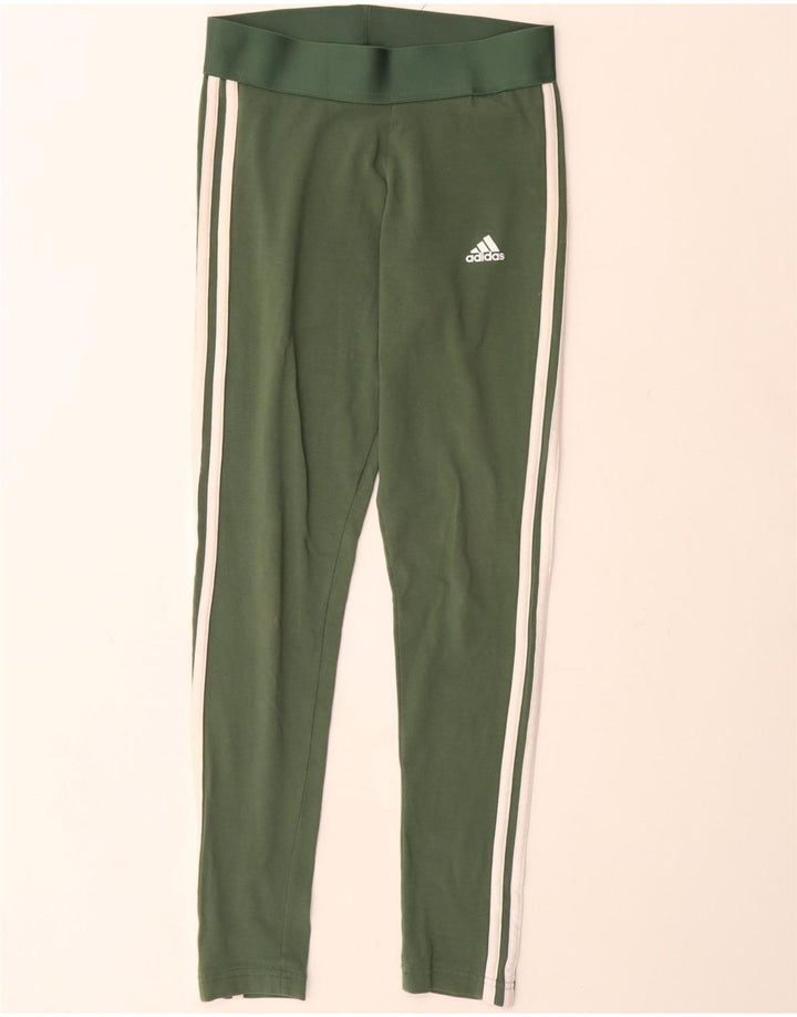 Adidas Leggings Femme UK 8/10 Petit Vert Coton