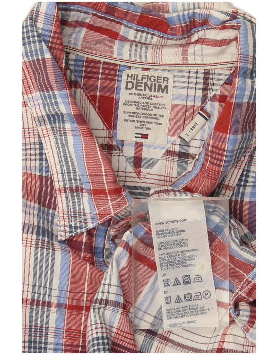 Tommy Hilfiger Chemise Slim Fit XL en coton à carreaux multicolores pour homme